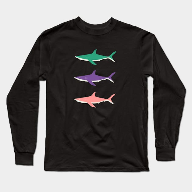 The Three Shark-eteers - Female Sharks Long Sleeve T-Shirt by WoolShark